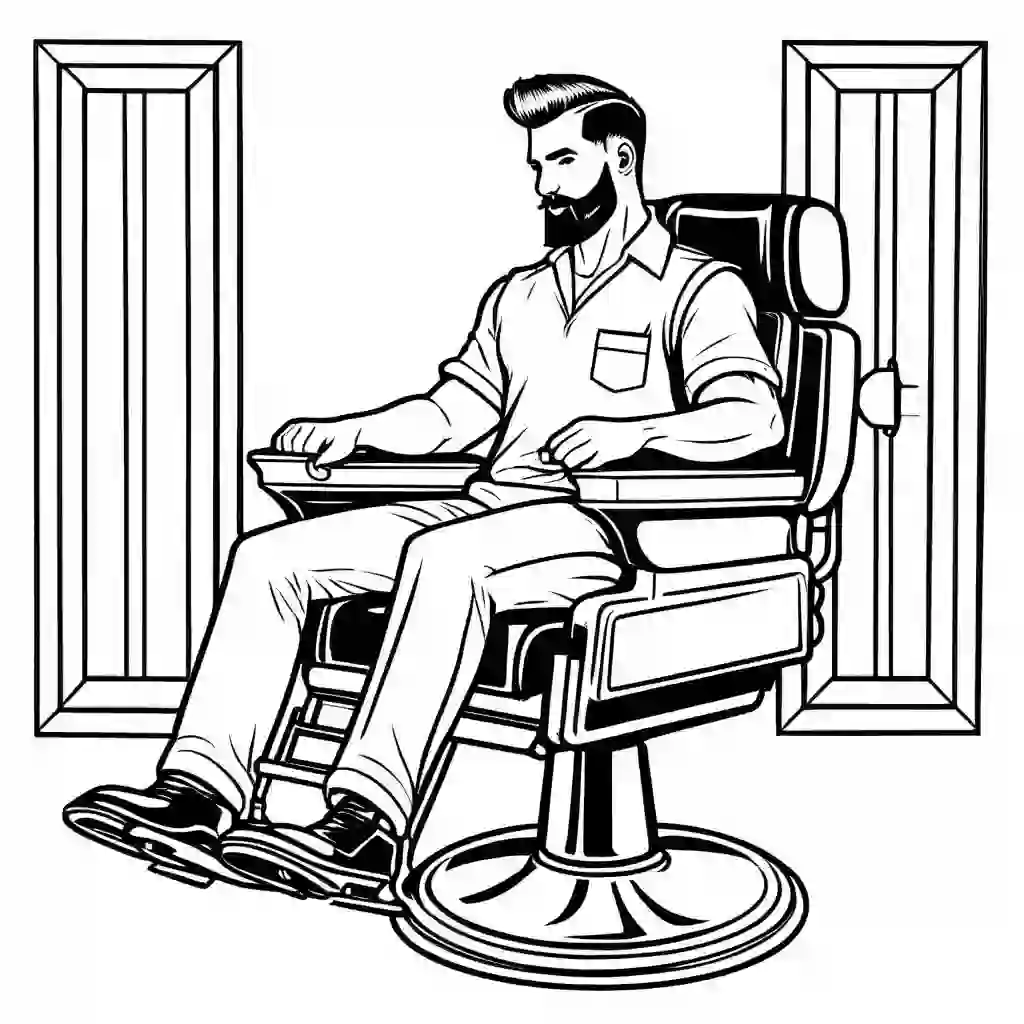 Barber coloring pages